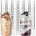 100pcs Mini Round Dessert Cups Goblet with Spoons 3 oz Clear Plastic Bulk Pudding Shooter Cup Bowls Set Vasitos Para Postres for Snack Ice Cream Appetizer Mousse,Jello,Charcuterie,Reusable