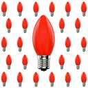 Bokoiuu C9 Christmas Replacement Bulbs, Vintage Red LED Bulb for C9 Christmas String Lights, 0.6W Night Light Bulb for E17 Base - 25 Pack