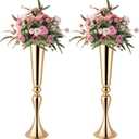 Gold Vase for Wedding Centerpiece, 2Pcs Metal Trumpet Vase 22" Tall Flower Stand for Wedding Table Centerpiece Decoration Floral Arrangement for Reception Bridal Party Decor