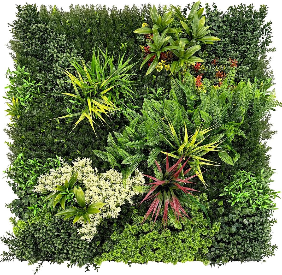 TTTM Artificial Greenery Hedge Panel, Grass Wall Decor: 20"x20" 24 Pcs