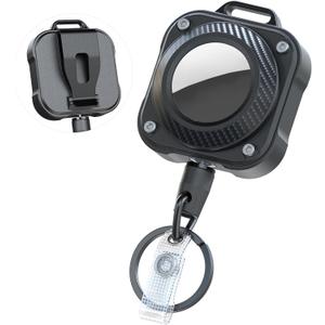 LIUGX Retractable Keychain for Airtag Holder, with Belt Clip, Badge Reel with 31.5 Wire Rope, 10,000+ Rebound, 8oz (Black)