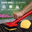 Grill Brush Bristle Free with 3 Replacement Brush Heads, Easy-Fit Cleaning Tool for Cast Iron/Stainless Steel Grates, Safe Barbecue Grill Cleaner