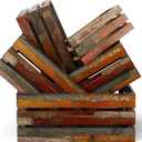 Barydat Set of 5 Wood Crates for Display Decorative Nesting Wooden Crate Storage with Handles Vintage Farmhouse Style Decorative Boxes Multipurpose Fruits Vegetables Boxes(Colored Drawing, Random)