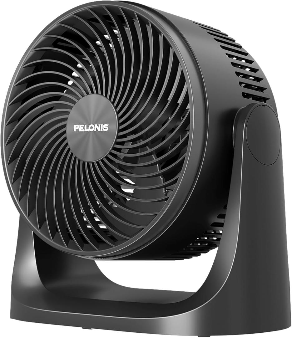 PELONIS 3 Speed Small Room Air Circulator Fan with 7-inch Blade, Table Fan with 100 Adjustable Head Tilt - Desktop Fan for Bedroom,Dorm and Office - Ventilador for Air Conditioner and Heater, Black