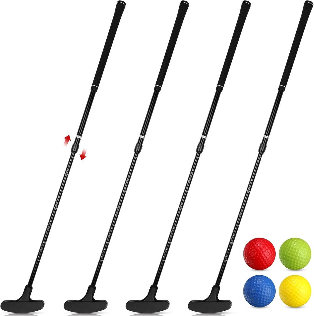 Hiboom 4 Pack Adjustable Golf Putters with Balls, 23.6-35.4 inches/ 60-90 cm