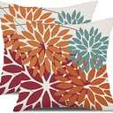 DFXSZ Outdoor Throw Pillow Covers 16x16 Inch Set of 2 Waterproof Spring Summer Geometric Elegant Burnt Orange Outdoor Pillow Covers for Patio Funiture Garden Couch 168D16