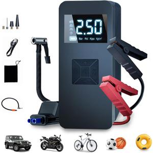 Tire Inflator Portable Air Compressor with Digitally Display Pressure Gauge 20000mA, Car Air Compressor Pump with Jump Starter 150PSI, 14.8 V Car Battery Jump Starter Portable
