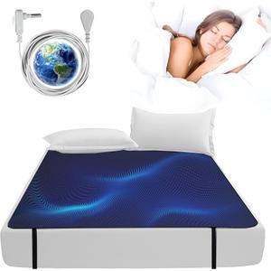 Grounding Mat for Bed Queen, 60"x80" Earthing Mat Grounding Pad for Better Sleep, Pain and Stress Relief, Conductive Carbon Fiber with Cord, Safe & Durable