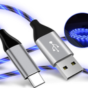 Light Up USB C Cable, LED Fast Charger Type C Charging Cords, USB-A to USB-C Compatible with Samsung Galaxy S20/S10/S9/S8, LG V40/V30 and More (Blue, 6 ft)