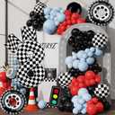 2 x 40 Inch Checkered Number 8 Balloon Large Black and White Race Car Birthday Balloons Inflatable Tire Balloons for 8th Birthday Racing Theme Party Decorations Supplies 7 Pcs, 7 Count