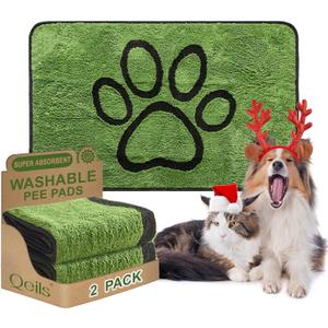 Qeils Reusable Dog Pee Pads, 2 Pack Super Absorbent & Leakproof Washable Puppy Pads with Soft Green Top Layer, for Potty Training, Crates, Couch, Car Seats & Pet Beds, 30"x 48"