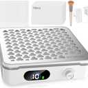 Nail Dust Collector | 1000PA Cordless Nail Dust Collector Nail Tech | 10 Speed Levels | Low Noise & Strong Suction | Reusable Filter, 10 Pads + Nail Dust Brush | for Acrylic Nails, Salon & Home-White