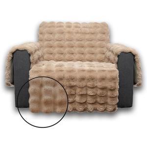 Plush and Fuzzy Shaggy Couch Cover, Dog Pad Faux Fur Sofa Cover, Water Resistant Slipcover, Non-Slip Furniture Protector for Kids,Dogs,Cats.(Light Brown-Bubble, Small-XL Chair)