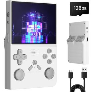 R40 Retro Handheld Game Console - 128GB with 25K+ Games, 3.5 Inch IPS Screen, 3000mAh Battery, Type-C, Reverse Charging, Portable Arcade Video Gaming Console(White)
