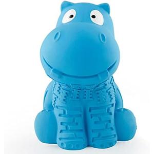 petizer Indestructible Squeaky Dog Toy for Aggressive Chewers - Durable, Natural Latex Toy for Small, Medium, Large Dogs - Blue Hippo