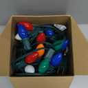 SUNSGNE 25Ft Multicolor Christmas Lights Outdoor, C7 Vintage Christmas String Lights with 27 Multicolor Ceramic Bulbs(2 Spare) for Holidays, Christmas Prom Party Wedding- Green Wire