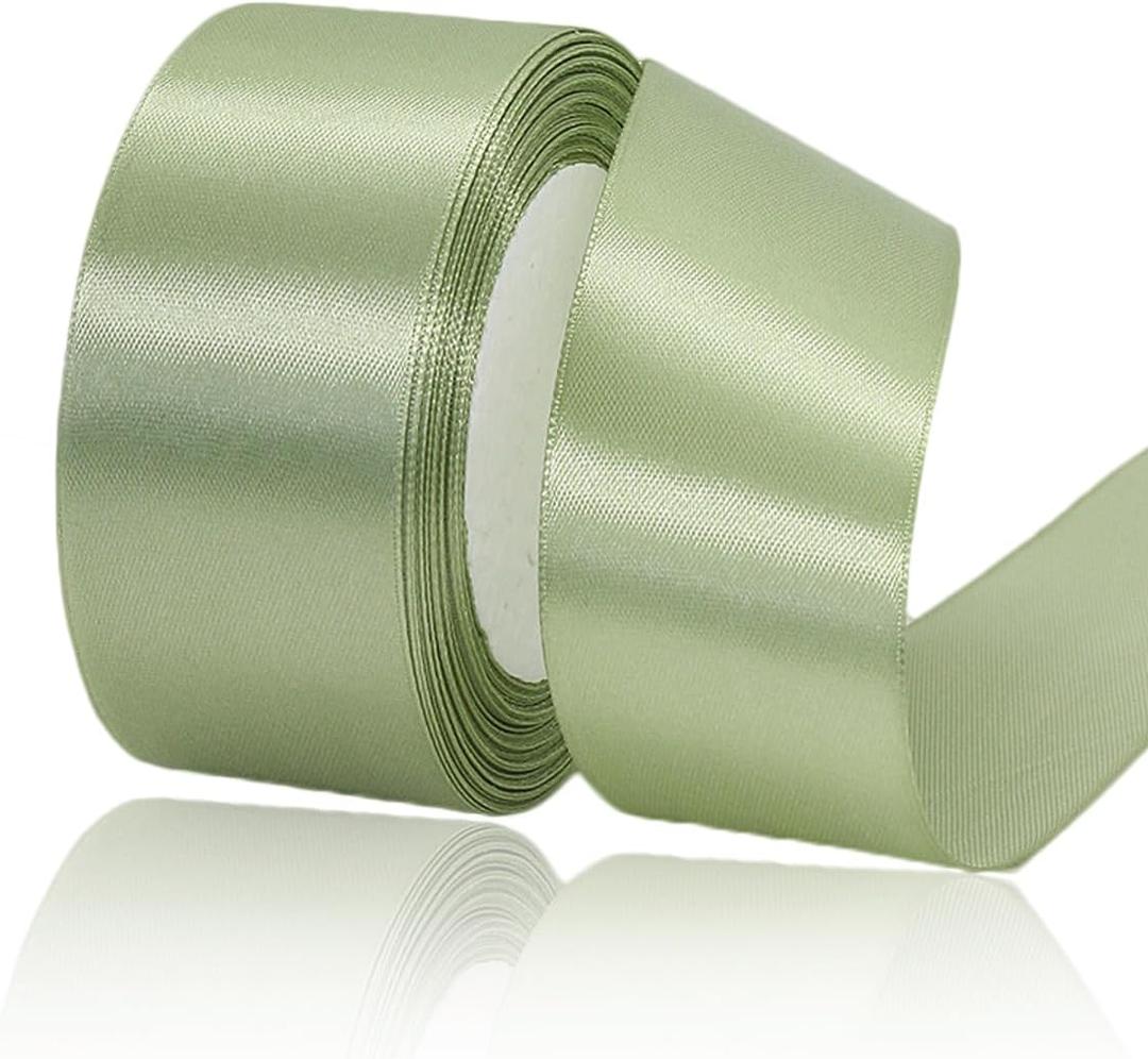 3 x Sage Green Ribbon, 1 Inch x 25 Yards Satin Fabric Ribbon for Christmas Decorations, Flower Bouquets, Gift Wrapping, Hair Bows, DIY Crafts, Wedding Invitations Ribbon and Baby Shower Parties