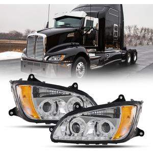 Pair LED Headlights for Kenworth T660 T170 T270 T370 T440 T470 T700 2008-2016 Front Headlight Assembly OE Replacement Driver and Passenger Side DOT Approved [Included All Bulbs]