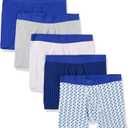Amazon Essentials Men's Cotton Jersey Boxer Briefs (Medium, Royal Blue, Mixed Print)