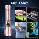 WdtPro LED Rechargeable Flashlight 2 Pack, 3 Modes Super Bright High Lumens Flashlights, Zoomable Tactical Flash Light with LCD Display, IP65 Waterproof Flashlights for Home Emergency Camping - Pink