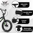 cubsala 16 Inch Kids Bike BMX Style Bicycle with Training Wheels Coaster Brake for Boys Girls, Black