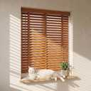 2" Cordless Wood Blinds for Indoor Windows, Window Blinds Cordless for Home, Venetian Blackout Blinds & Shades for Bedroom, Kitchen, Room Darkening Privacy, Brown, 32" W x 36" H