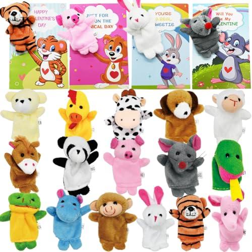 16 Packs Animal Finger Puppet, Plush Finger Puppet Toys Set for Kids Easter Party Favors, Easter Basket Stuffers, Classroom Exchange Prizes
