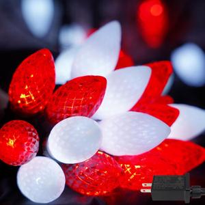 2-Pack Connectable Red and White C9 Christmas LED String Lights, Total 66 FT 100 LED Christmas Lights Plug in with 29V Safe Adapter, Waterproof Decorative Lights Indoor Outdoor for Xmas Decorations