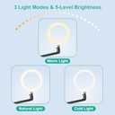 WALI Laptop Desk Mount, Laptop Stand for Desk with 10" LED Ring Light 3 Color&10Brightness, Height Adjustable Monitor Stand for 17-32" Monitor 12-17 Laptops Home Office Online