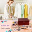 Handheld Sewing Machine, with Elegant Wooden Sewing Box and 153-Piece Sewing Kit, Mini Portable Cordless Hand held Sewing Device, Perfect for Adults, Beginners, and Quick Home Repairs