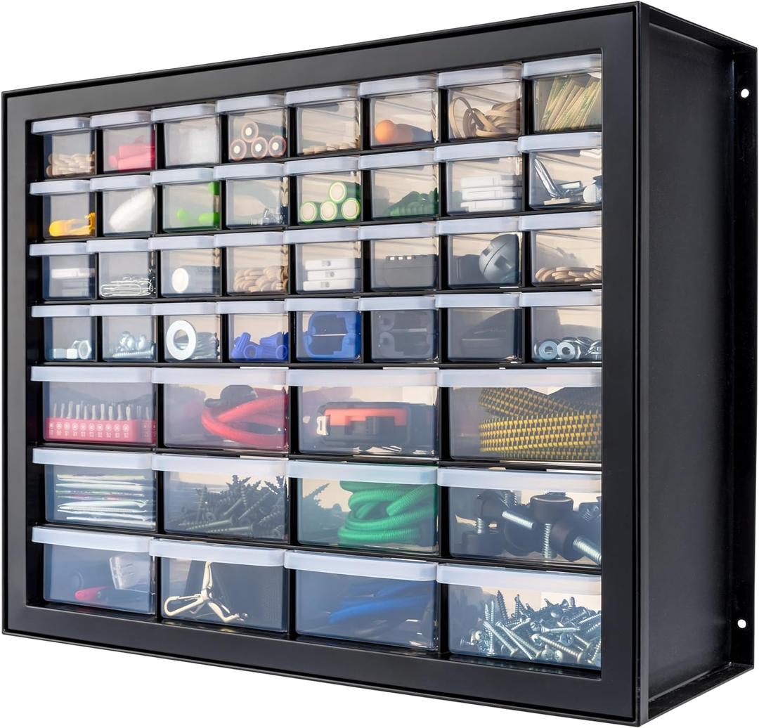 IRIS USA Screw Tool Organizer Small Parts Cabinet Chest, 44-Drawer Hardware Electronics Nuts Bolts Storage Drawers Organization Toolbox Garage Craft Business Teacher Beads Scrapbook Art Hobby - Black