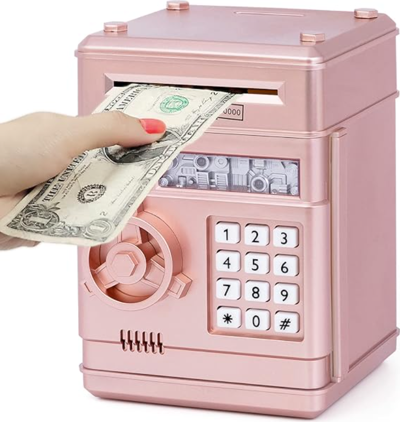 Refasy Piggy Bank Cash Coin Can ATM Bank Electronic Coin Money Bank for Kids Age 3-12, Money Savings Box Mini ATM Coin Bank Toys Gifts for 3 4 5 6 7 8 9 10 11 12 Year Old Boys Girls
