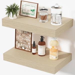 Floating Shelves for Wall, Bathroom Shelves Over Toilet, Wall Shelves & Book Shelf for Room, Hanging Shelf, Modern Wooden Mounted Floating Shelves, 12x7x1.5 in (Oak, Set of 2)