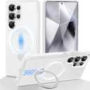 3-in-1 [360 Spin Stand+Magnetic+Ring Holder] Case for Samsung Galaxy S24 Ultra Fit for MagSafe, Military Grade Protective, Translucent Matte Cover S24 Ultra Phone Cases for Women/Men 6.8Transparent