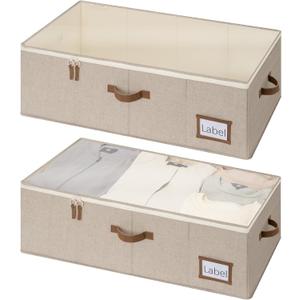 StorageWorks Under Bed Storage Bins, 10'' Underbed Storage Containers with Lid, 77L Clothes Organizer for Bedding, Blankets, Sweaters, Shoes, 2-Pack