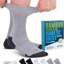 Doctor's Select Bamboo Viscose Diabetic Socks for Men - 6 Pairs Crew Diabetic Socks | Diabetic Neuropathy Socks for Men (Medium, Black, White, Grey)