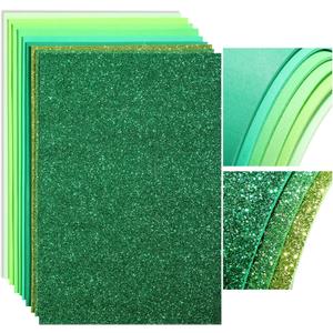 Feifeiya 48 Pack EVA Foam Sheets 8 x 12 Inch,12 Glitter Sparkle Foam Sheet 36 Regular Foams Sheets for DIY Crafts Office Project Art Party Decor 2mm Thickness A4Gradient Green)