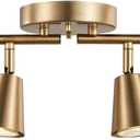 4 Light Track Lighting Kit, Matt Brass Finish Adjustable with Moden Flush Mount Ceiling Spotlight for Kitchen,Living Room,Home Improvement