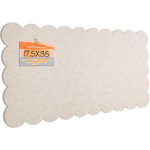 Scalloped Bulletin Board 35x18 inches, Decorative Felt Pin Board for Wall | Cute Cork Board Alternative with Push Pins, Foldable Display Vision Board for Photos, Notes & Reminders