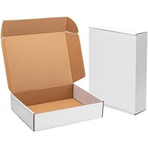 Timirog Shipping Boxes 13x10x3 Inches 18 Pack White Corrugated Cardboard Mailing Box for Small Business, Tab Locking Literature Mailer Packaging Supplies for Packing Book Gifts Craft
