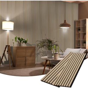 BUBOS Acoustic Wood Wall Panels,2 Pack 47.2” x 12.8” Soundproof Wall Panels,Wood Slat Acoustic Panels for Wall Decor,3D Wood Slat Wall Panels,Natural Oak