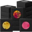 TaoBary 100 Pcs Soap Boxes for Homemade, 3 x 3 x 1.2 Inch Small Paper Gift Packaging Boxes with Window, Gift Wrappers for Soap Packaging Making Party Favor(Round,Black)