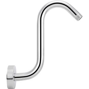 NearMoon S Shaped Shower Head Riser Arm, Shower Extender Arm with Flange, Standard 1/2" Connection- Bathroom Accessory (8 Inch, Chrome)