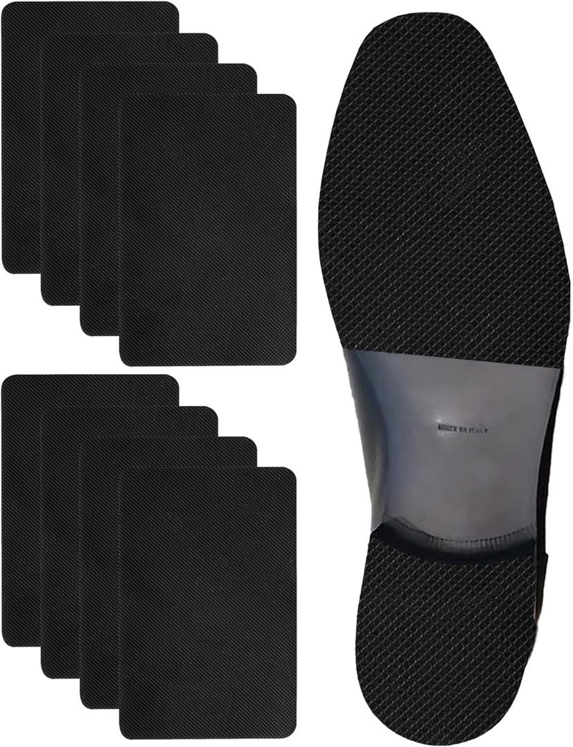 Black Shoe Sole Protector,Anti Slip Shoe Grips on Bottom of Shoes - Bottom Protector - Sole Guard - Non-Slip Shoe Pads for High Heels(6"x4" Black-4Pairs)