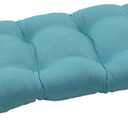 Pillow Perfect Forsyth Solid Indoor/Outdoor Wicker Patio Sofa/Swing Cushion Tufted, Weather and Fade Resistant, 19" x 44", Blue