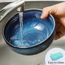 KOOV 24 Ounce Soup Bowl Set, Porcelain Cereal Bowls Microwave And Dishwasher Safe, Ceramic Kitchen Bowls For Oatmeal Breakfast, Chip, Rice, Reactive Glaze Set of 3, Nebule Blue