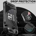RHOTALL Clear Protective Case Cover Shell for Nintendo Switch 2(2025),Full Dockable Slim Transparent Hard PC Protection Accessories Case for Switch 2 with Anti-Scratch Screen Protector,4 Thumb Grip