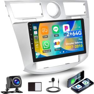 [4 Core+64G]Android 13 Car Stereo for Chrysler Sebring 2006 2007 2008 2009 2010 with Wireless Carplay&Android Auto,9 Inch Touch Screen Car Radio with Mirror Link Bluetooth FM/RDS Radio WiFi GPS EQ SWC