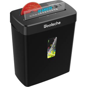 Woolsche Paper Shredder,10-Sheet Cross Cut with 3.43-Gallon Basket, P-4 Security Level,3-Mode Design - Shreds CD and Credit Card,Durable,Fast and Jam Proof for Home Office (ETL Certified), Black
