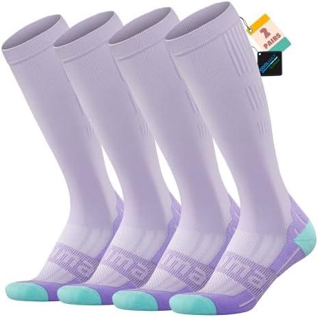BRISIRA Coolmax Cooling Compression Knee High Socks Women 2 Pairs 15-20 mmHg Circulation Support for Nurse Running Travel